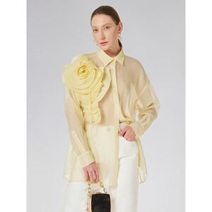 Rich Radi Qs Top Acetate Transparent 3D Floral Shirt